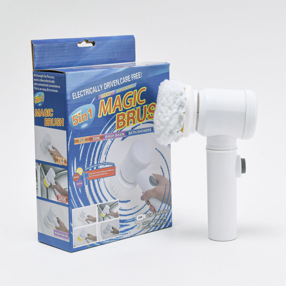 Electric Kitchen Scrubber Brush — 5 Interchangeable Heads