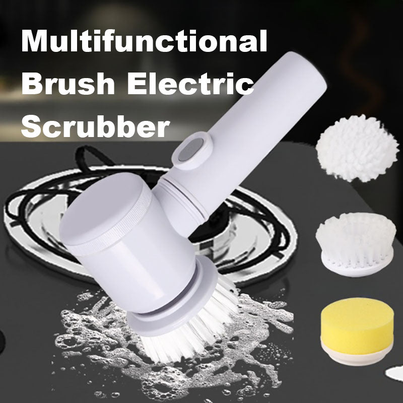 Electric Kitchen Scrubber Brush — 5 Interchangeable Heads